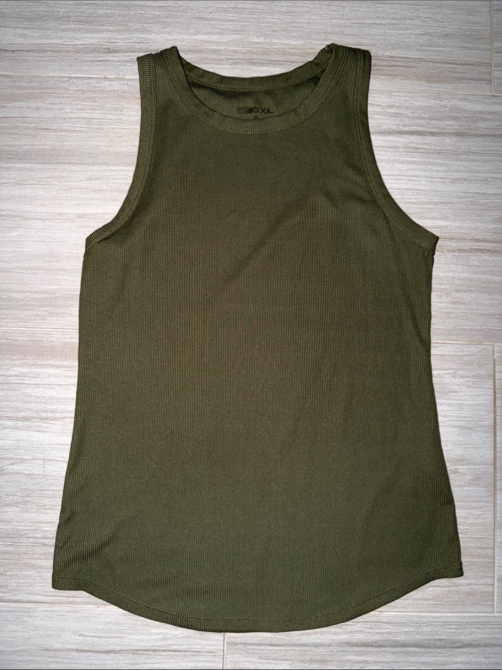 Army Green Ribbed tank medium cooling dark‎ green high neck